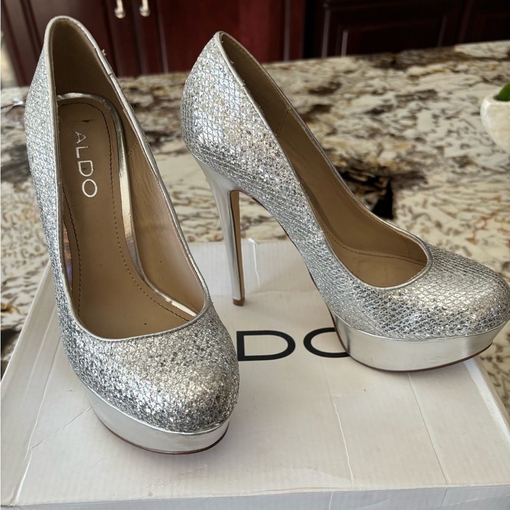 Silver Sparkly Aldo Heels